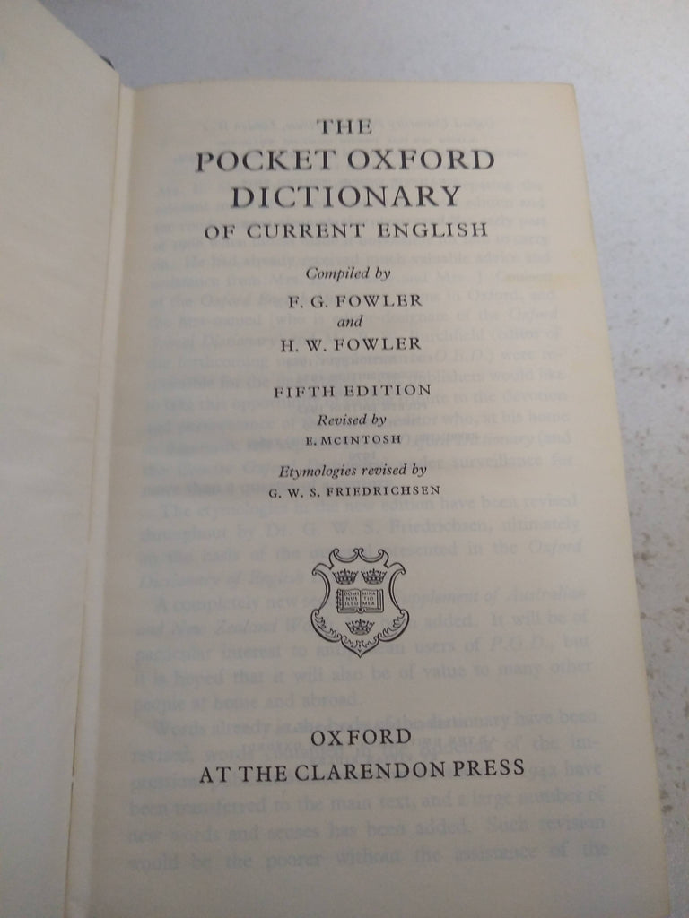 The pocket oxford Dictionary