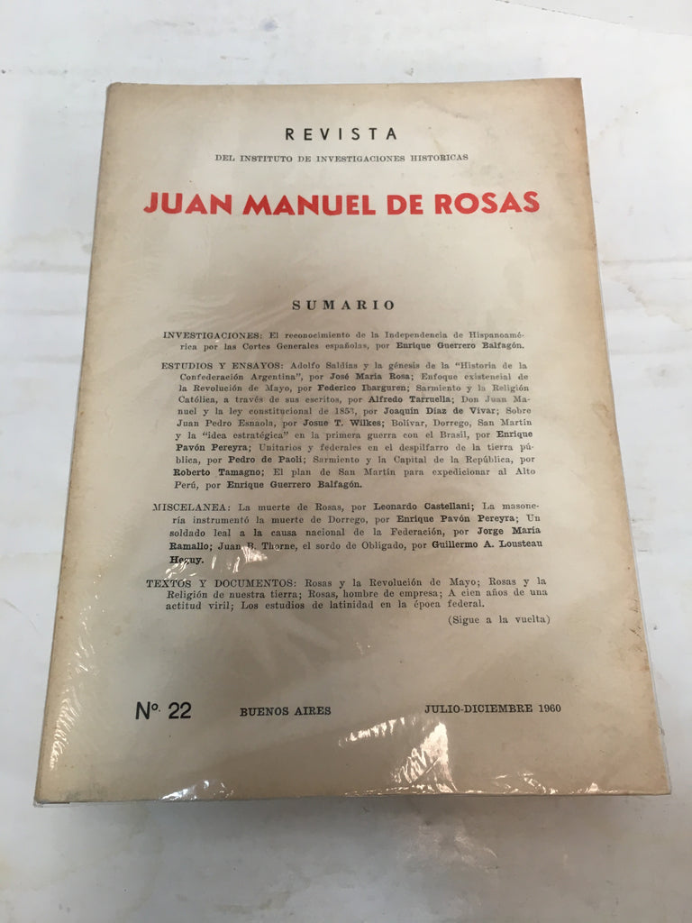 Revista del instituto de investigaciones historicas Juan Manuel de Rosas N22