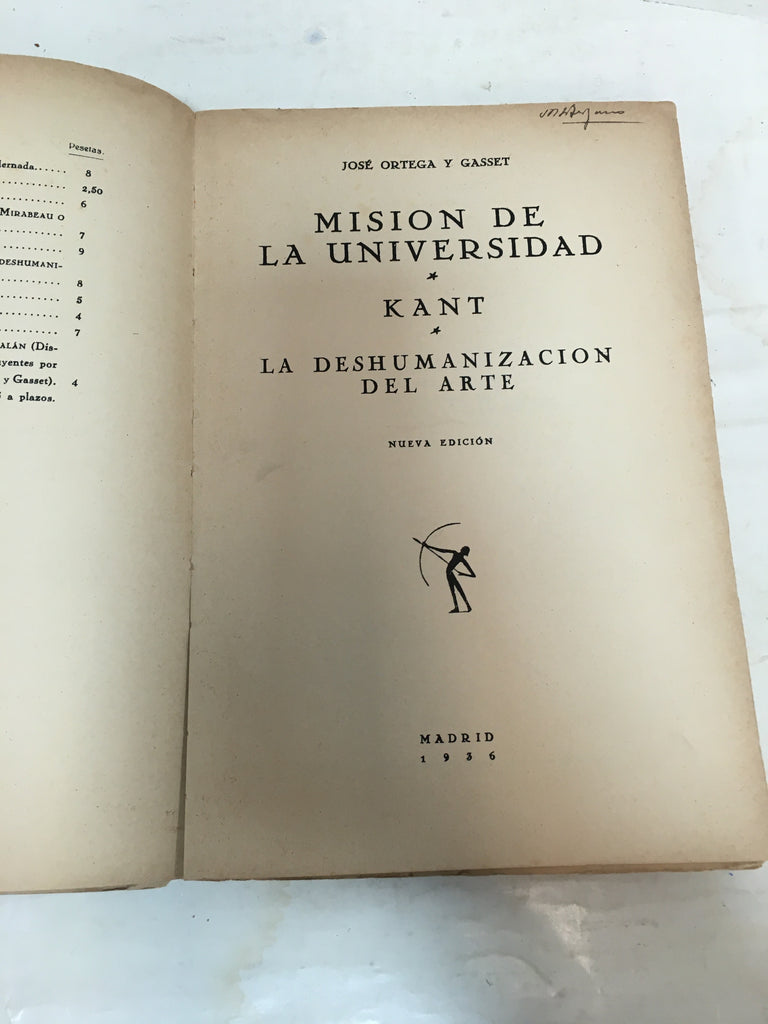 Mision de la unviersidad - Kant - La deshumanizacion del arte