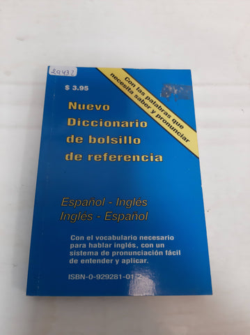 Nuevo diccionario de bolsillo de referencia ESPAÑOL/INGLES/INGLES /ESPAÑOL