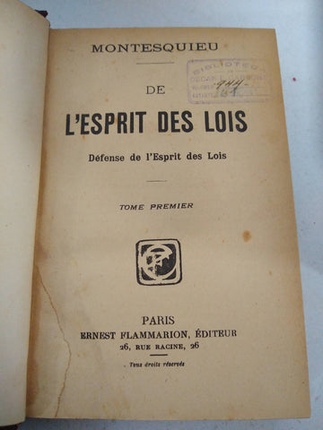 De l'esprit des lois. Tome premier