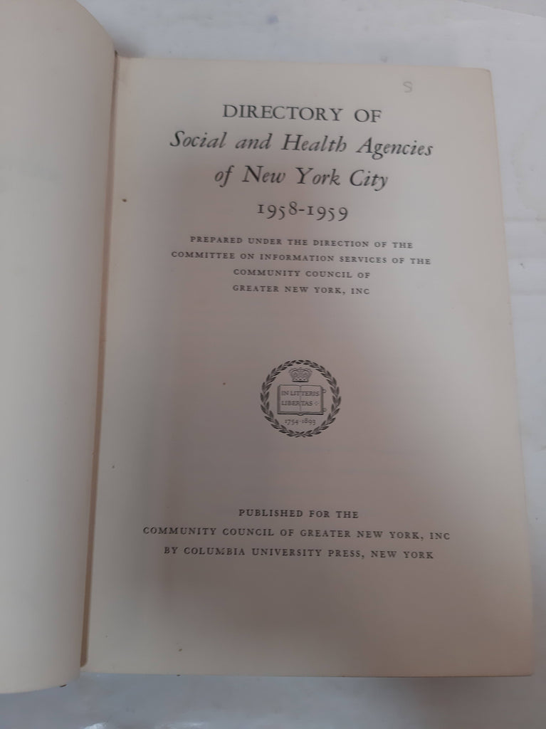 Directory of Social and Health Agencies of New York City 1958 1959