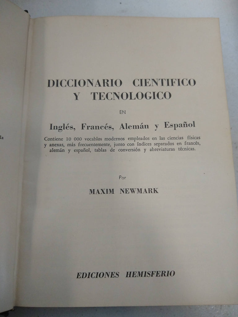 Diccionario cientifico y tecnologico en Ingles, Frances, Aleman y Español