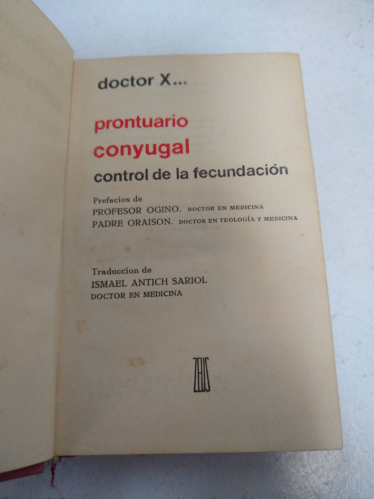 Prontuario Conyugal: Control de la Fecundación