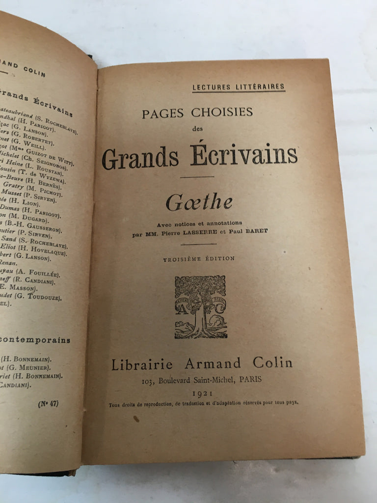 Pages choisies des grands écrivains. Goethe.