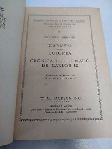 Carmen. Colomba. Cronica del Reinado de Carlos IX