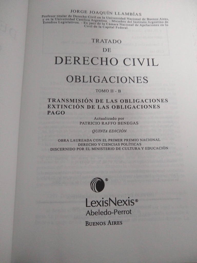 Tratado de Derecho Civil, Obligaciones Tomo II B