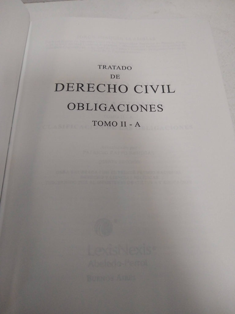 Tratado de Derecho Civil, Obligaciones Tomo II A