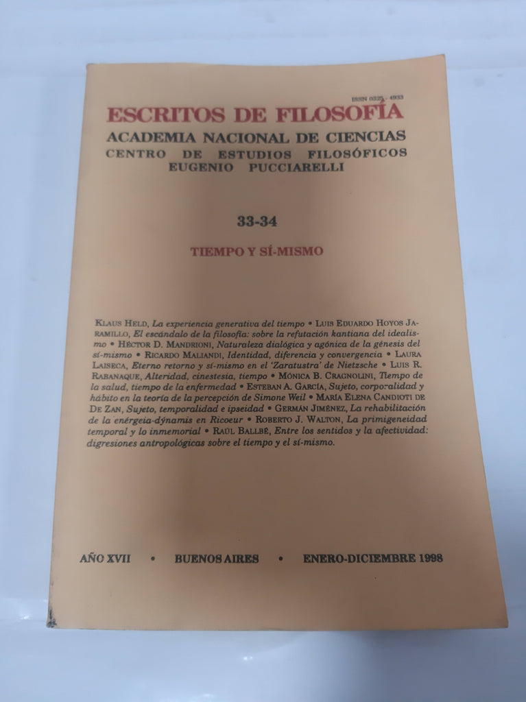 Escritos de filosofia. Academia nacional de ciencias, centro de estudios filosoficos Eugenio Pucciarelli