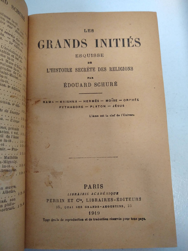 Les Grands Inities Esquisse de L´Historie secrete des religions