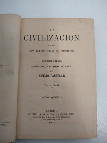 La civilizacion en los cinco primeros siglos del cristianismo Tomo cinco