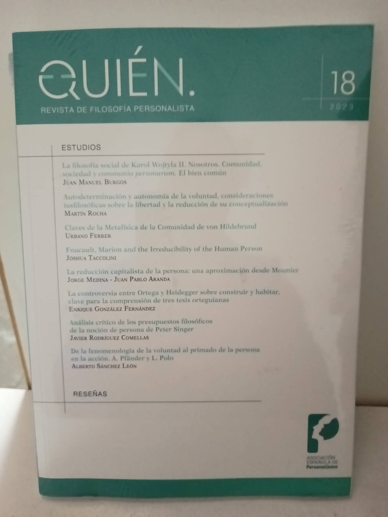 Quién. Revista de Filosofía Personalista Número 18 2023