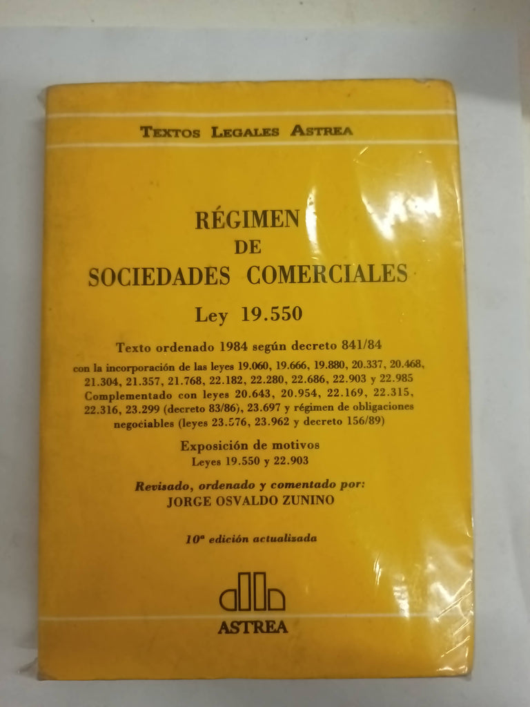 Regimen de sociedades comerciales ley 19550