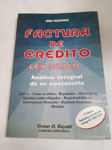 Factura De Crédito. Ley 24.760