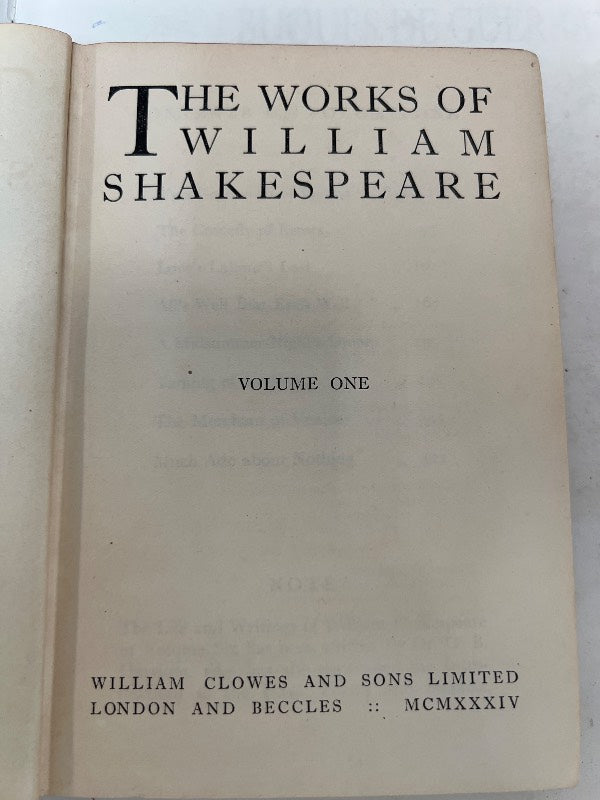 The works of william shakespeare volume one