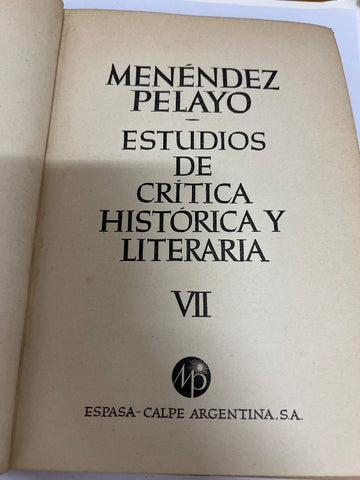 Estudios de critica historica y literaria VI