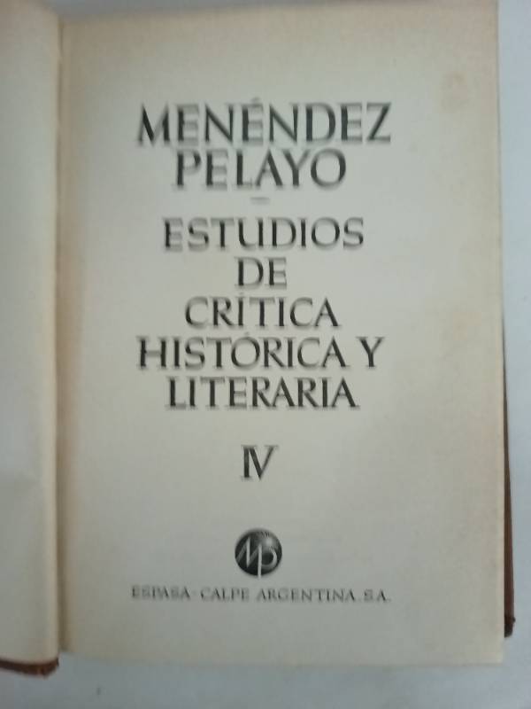 Estudios de critica historica y literaria IV