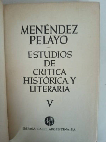 Estudios de critica historica y literaria V