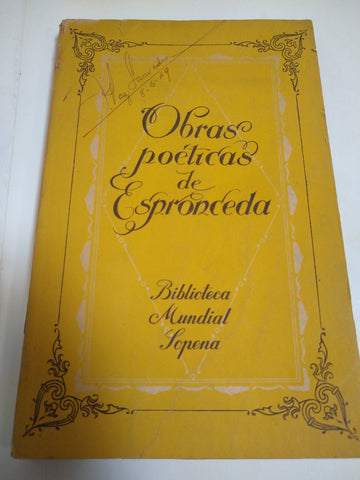 Obras Poeticas De Espronceda